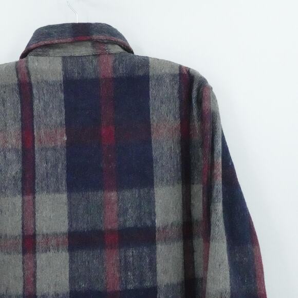 Vintage Brewster Shirt Mens Large Plaid Wool Blend Button Up Flannel 80s Fall - Picture 9 of 15